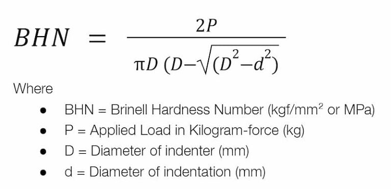 rumus uji kekerasan brinell