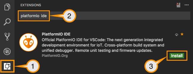 Install Extension Platform IO