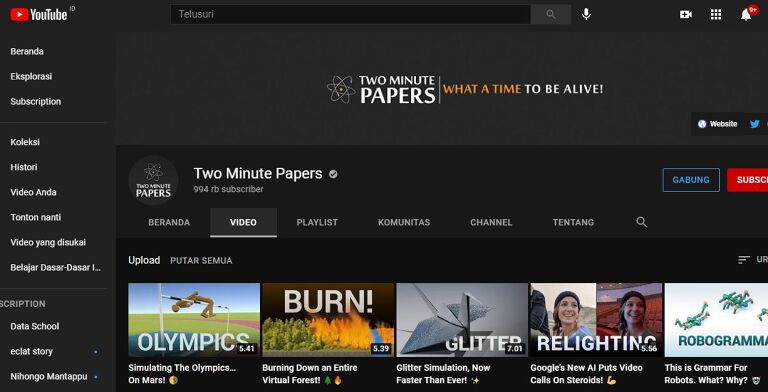 Youtube two minute papers data science